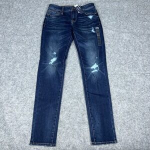 American Eagle Jeans Mens‎ 30x34 Dark Blue Skinny Distressed Stretch Denim NEW